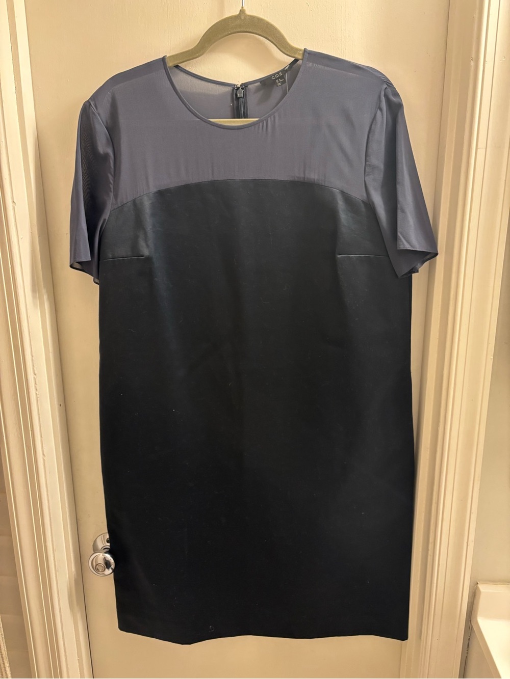 COS Silk & Cotton Colorblock Midi Dress US 12
